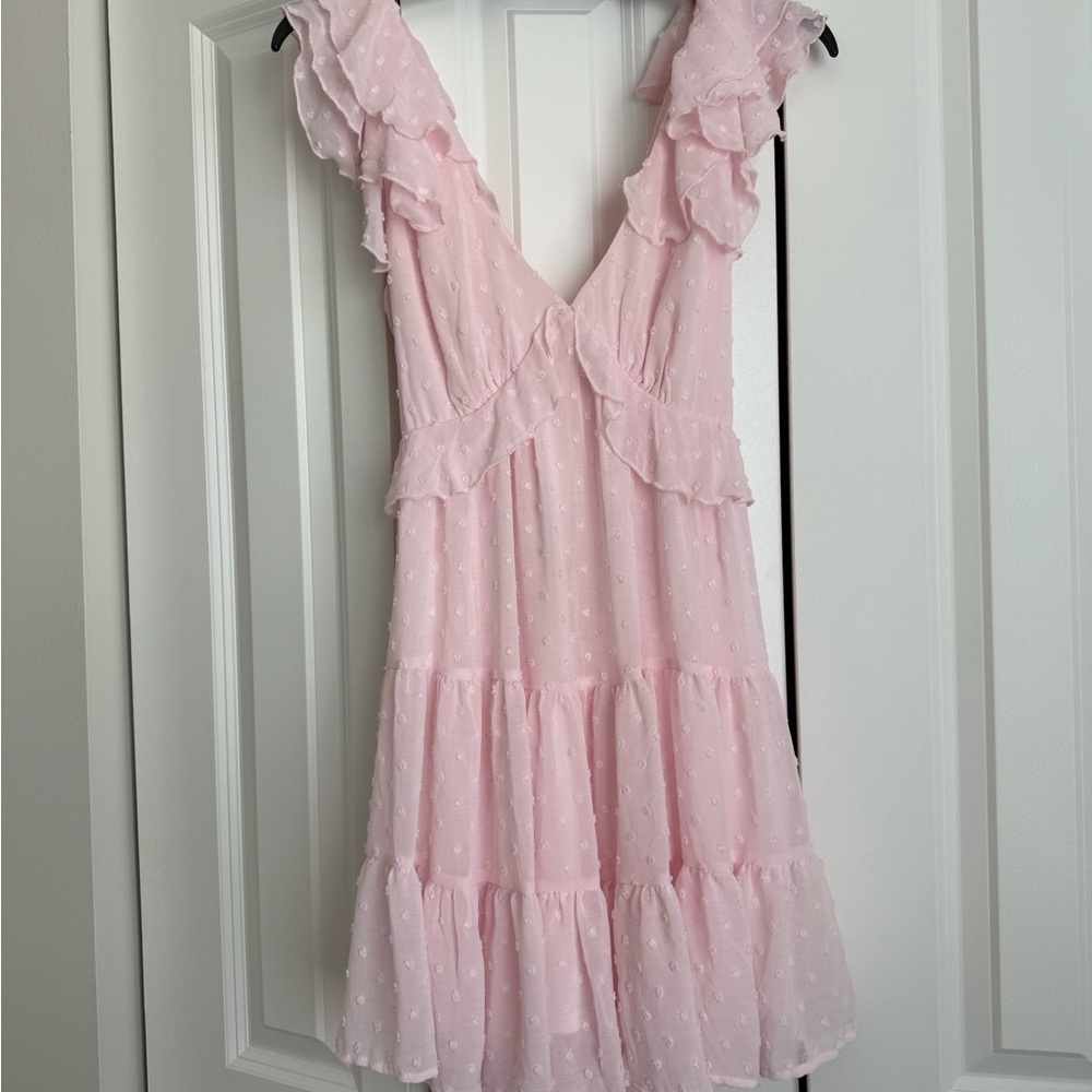 Trixxi Blush Pink Polka Dot Dress